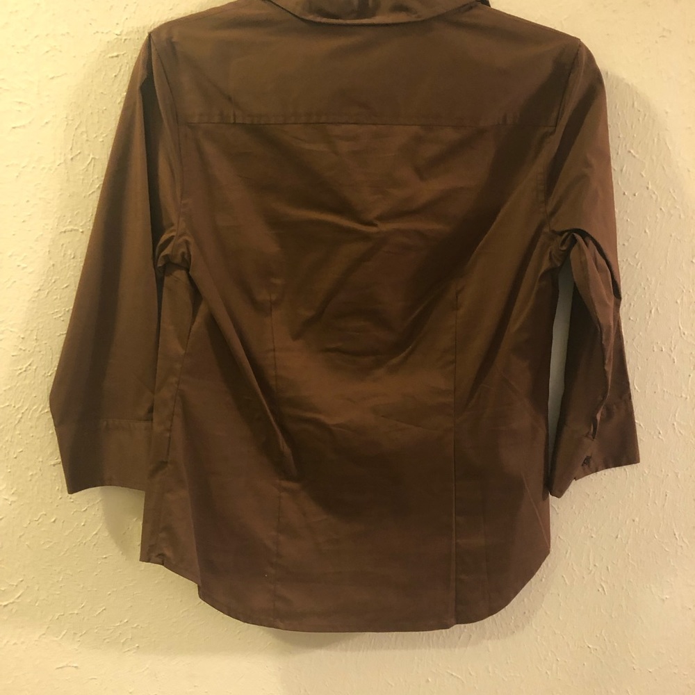 Brown 3/4 Sleeve Collar Shirt, size M